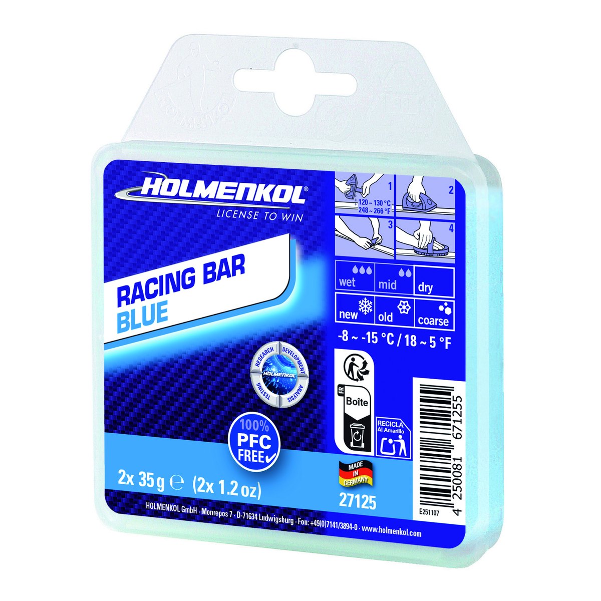 HOLMENKOL Syntec FF 蜡条 BLU（-15~-8℃） · 70g